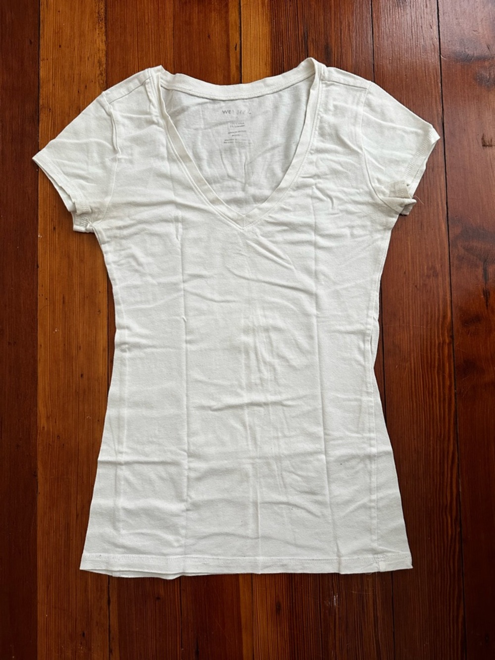 Wet Seal Cream V-Neck T-Shirt